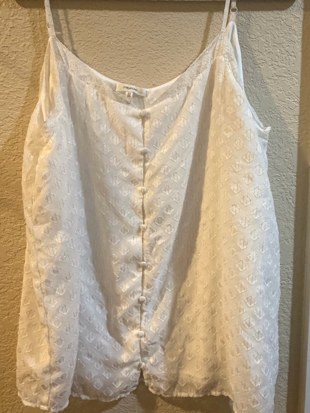 Maurices Ivory Embroidered Button-Front Camisole Top